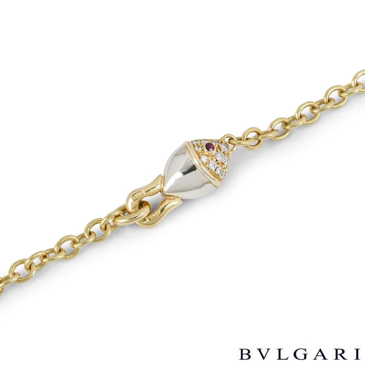 Bvlgari Naturalia Collection Fish Motif Diamond Necklace with Ruby Eye In Excellent Condition In London, GB
