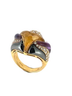 Bvlgari Naturalia Gem Set 18K Gold Ring (1980's) Bulgari