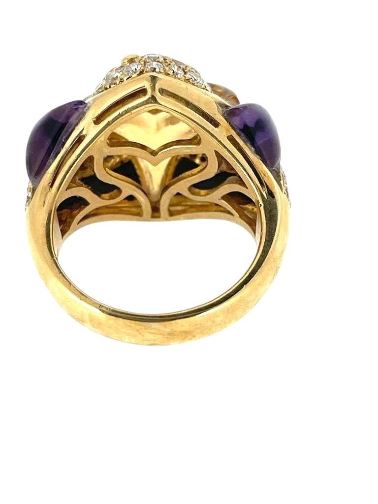 Taglio brillante Bvlgari Naturalia Gem Set 18K Gold Ring (1980's) Bulgari in vendita