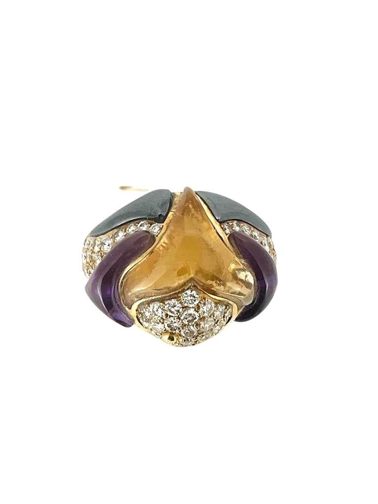 Bvlgari Naturalia Gem Set 18K Gold Ring (1980's) Bulgari In condizioni buone in vendita a Singapore, SG
