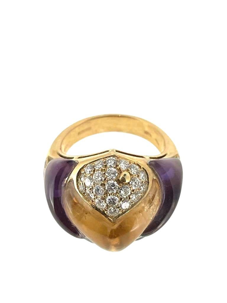 Donna Bvlgari Naturalia Gem Set 18K Gold Ring (1980's) Bulgari in vendita