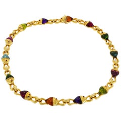 Bvlgari Naturalia Multi Gem Fish Yellow Gold Necklace