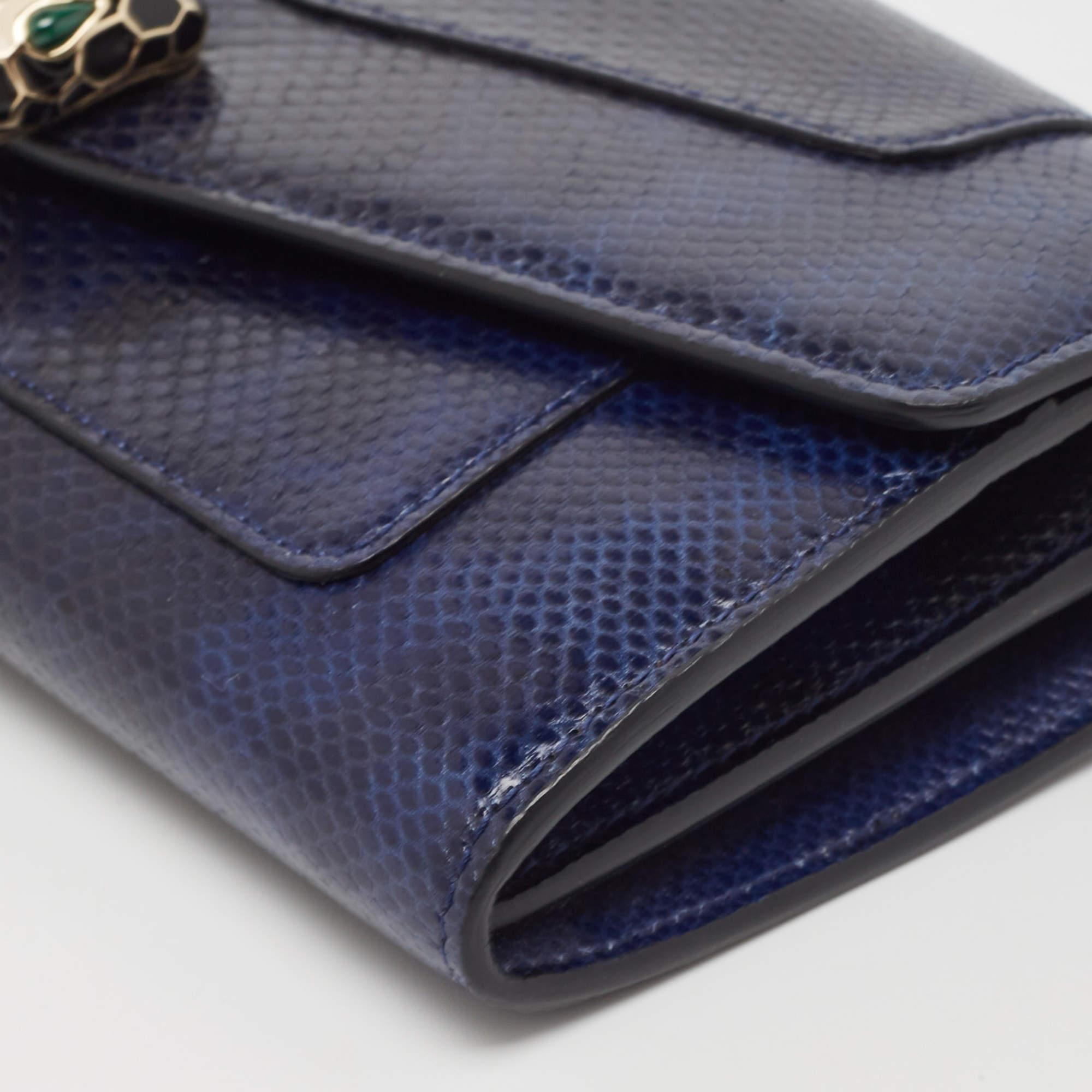 Bvlgari Navy Blue/Black Karung Leather Serpenti Forever Wallet On Chain 5