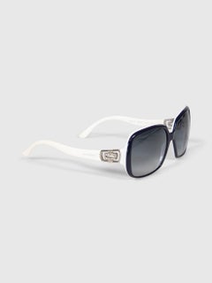 Bvlgari Navy & White Rectangle Sunglasses
