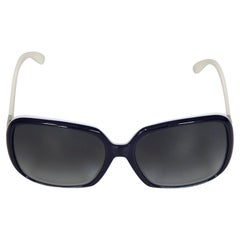 Bvlgari Navy & White Rectangle Sunglasses
