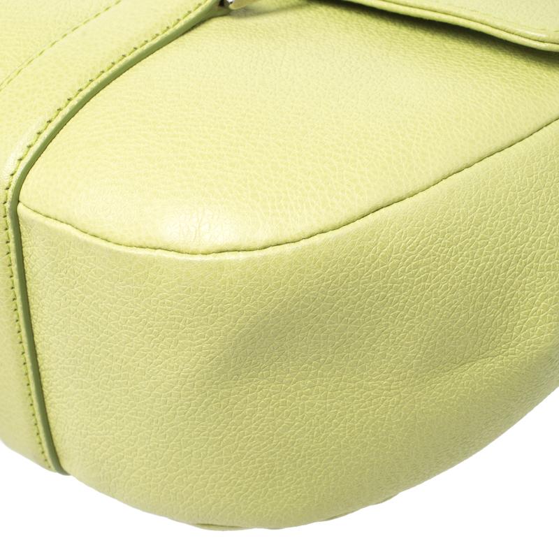 Bvlgari Neon Green Leather Flap Satchel 6