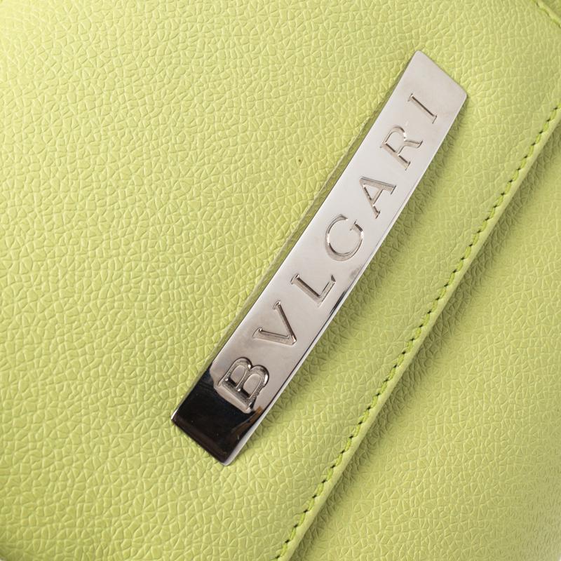 Bvlgari Neon Green Leather Flap Satchel 3
