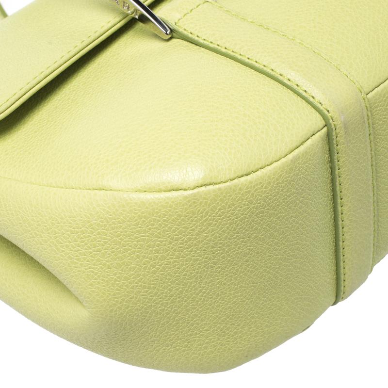 Bvlgari Neon Green Leather Flap Satchel 4