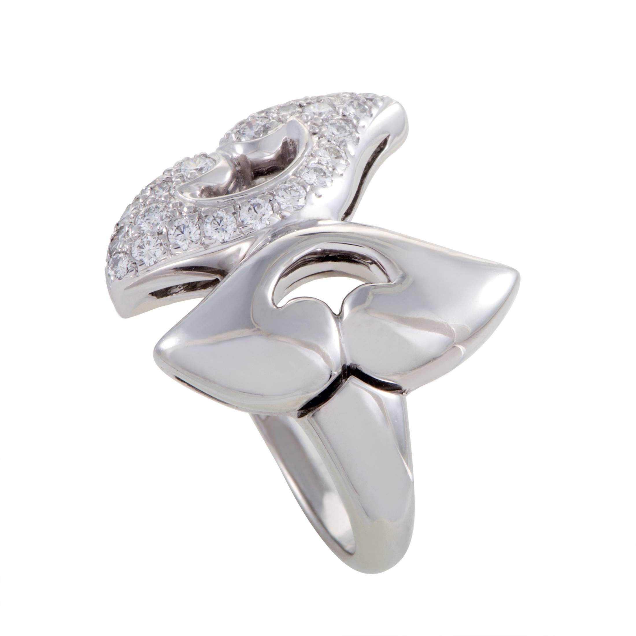 Bvlgari Nuvole Women’s Platinum Diamond Pave Ring For Sale