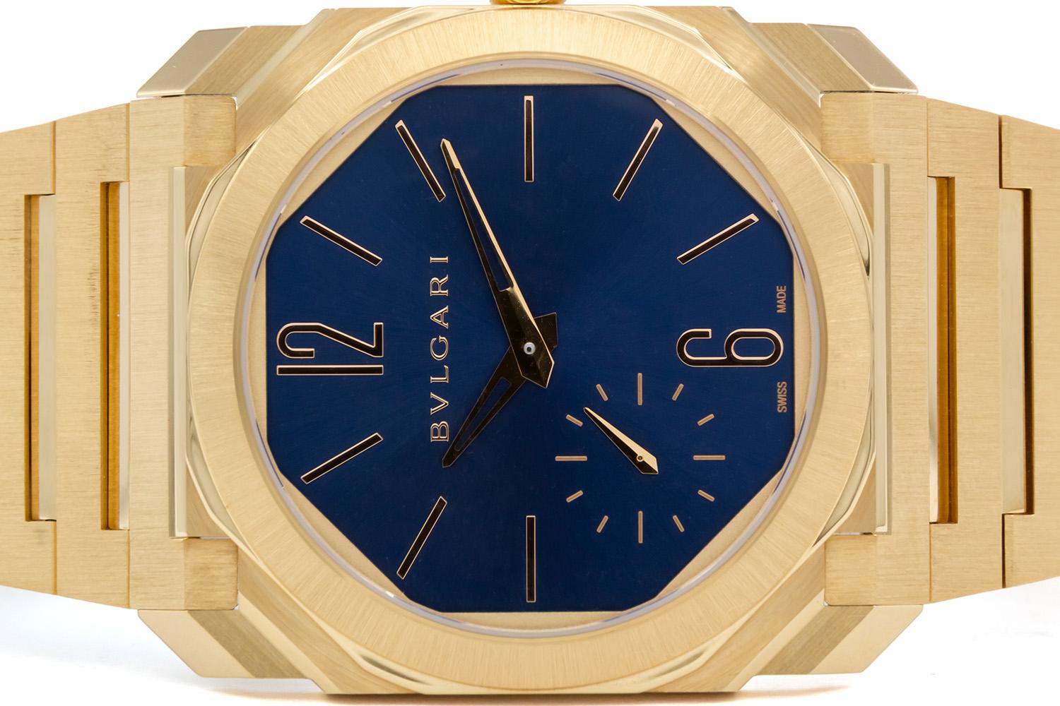 Bvlgari Octo Finissimo 103812 Or jaune 18k Cadran bleu Montre automatique 40mm BNP en vente 6