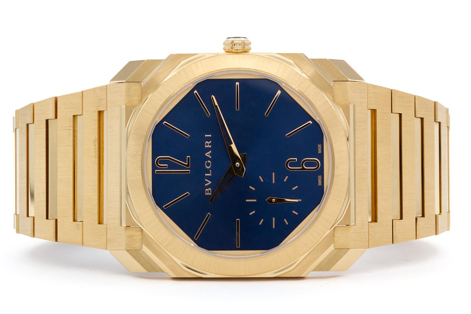 Bvlgari Octo Finissimo 103812 Or jaune 18k Cadran bleu Montre automatique 40mm BNP en vente 7