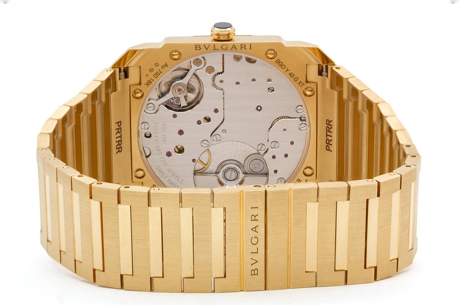 Bvlgari Octo Finissimo 103812 Or jaune 18k Cadran bleu Montre automatique 40mm BNP Excellent état - En vente à Tustin, CA