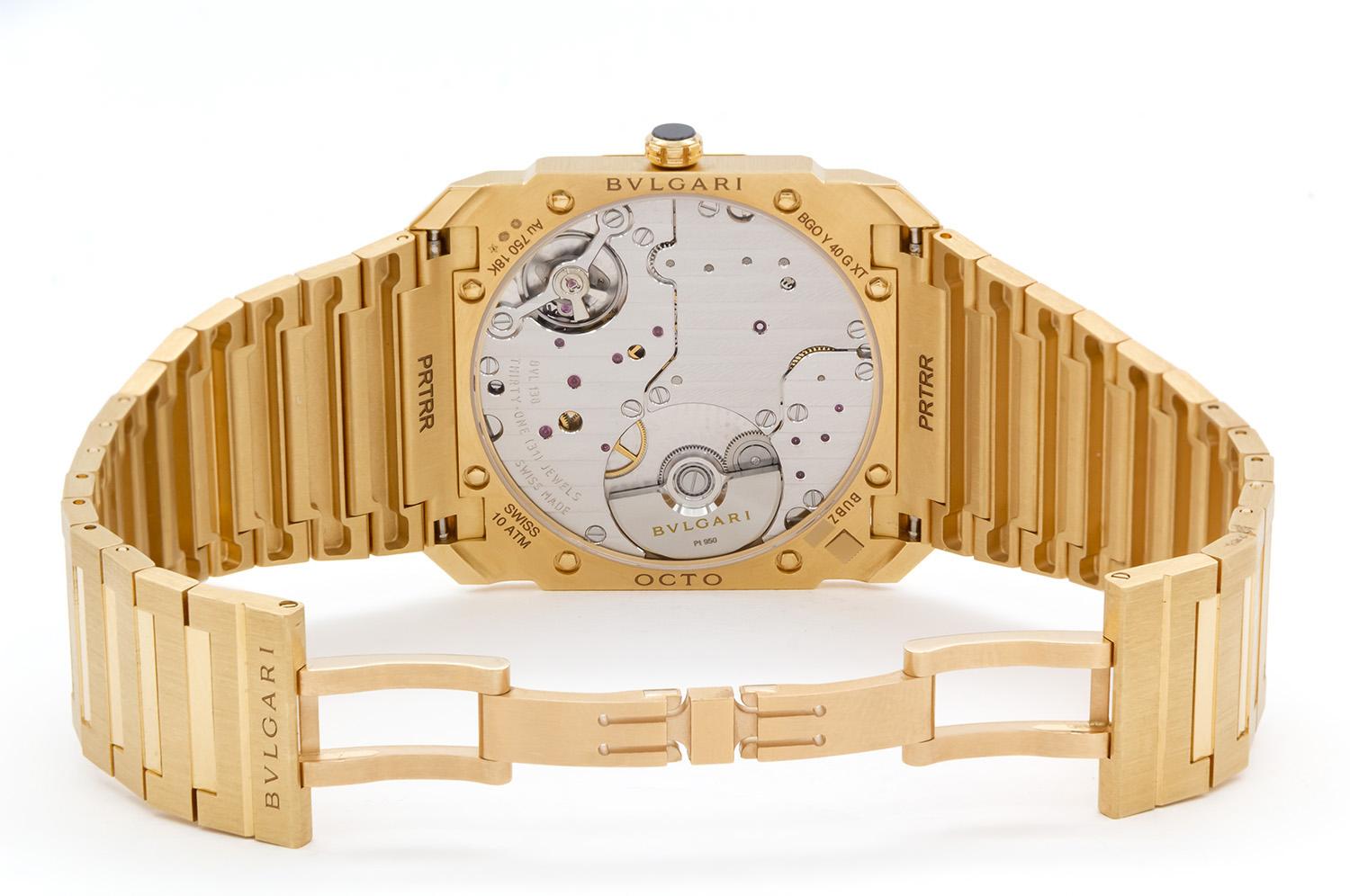 Bvlgari Octo Finissimo 103812 Or jaune 18k Cadran bleu Montre automatique 40mm BNP Pour hommes en vente