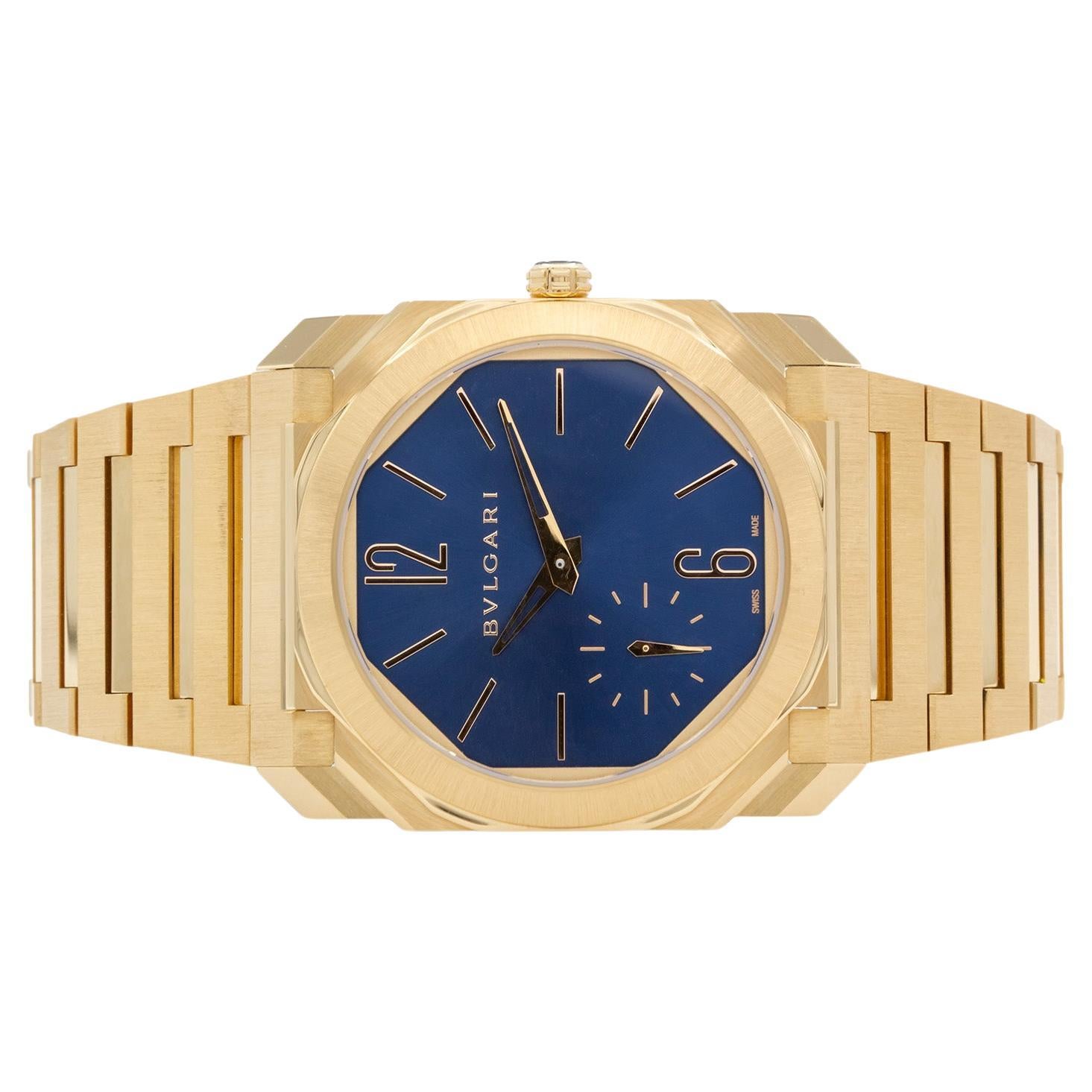 Bvlgari Octo Finissimo 103812 Or jaune 18k Cadran bleu Montre automatique 40mm BNP en vente