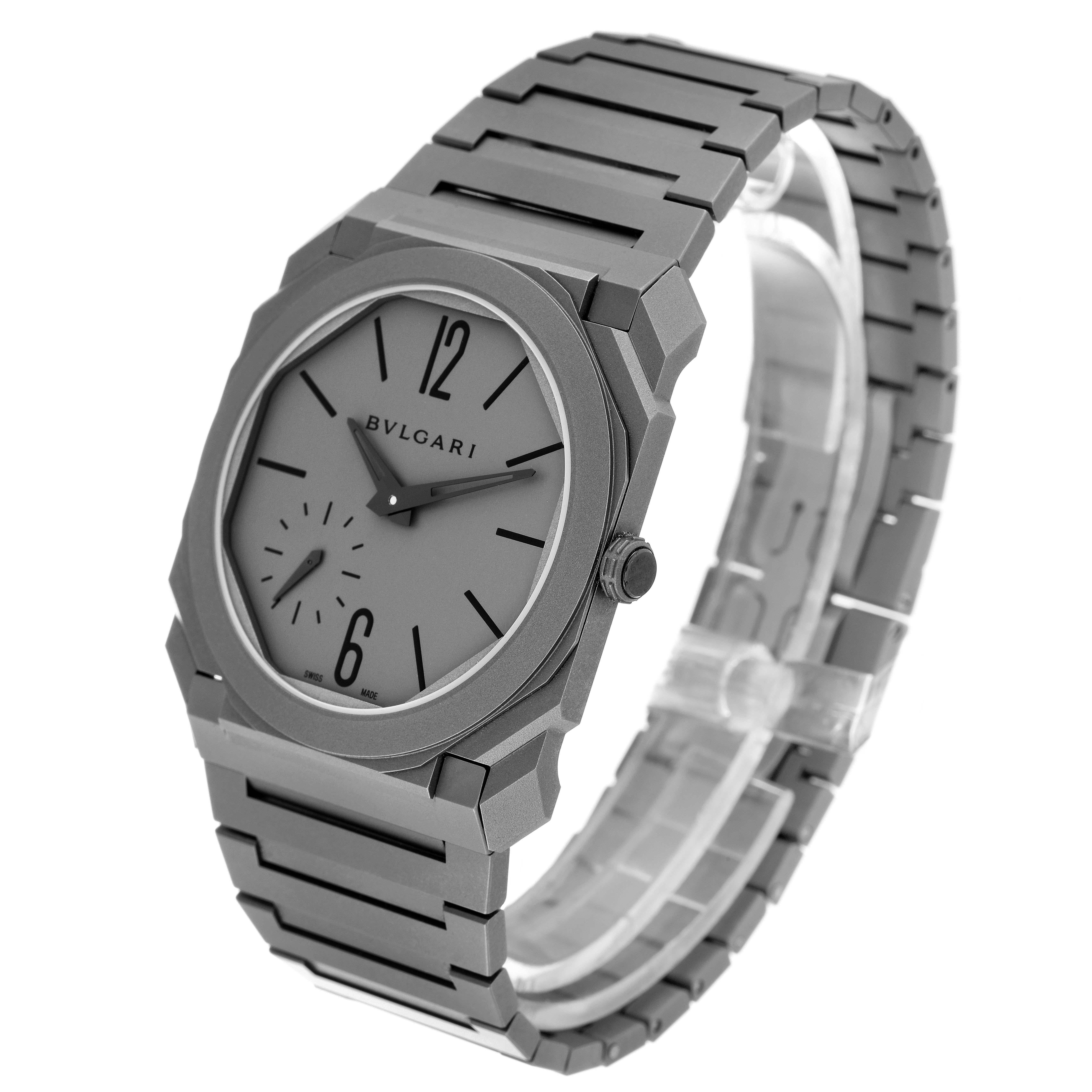 Men's Bvlgari Octo Finissimo Titanium Ultra Thin Mens Watch 102713 Box Papers For Sale