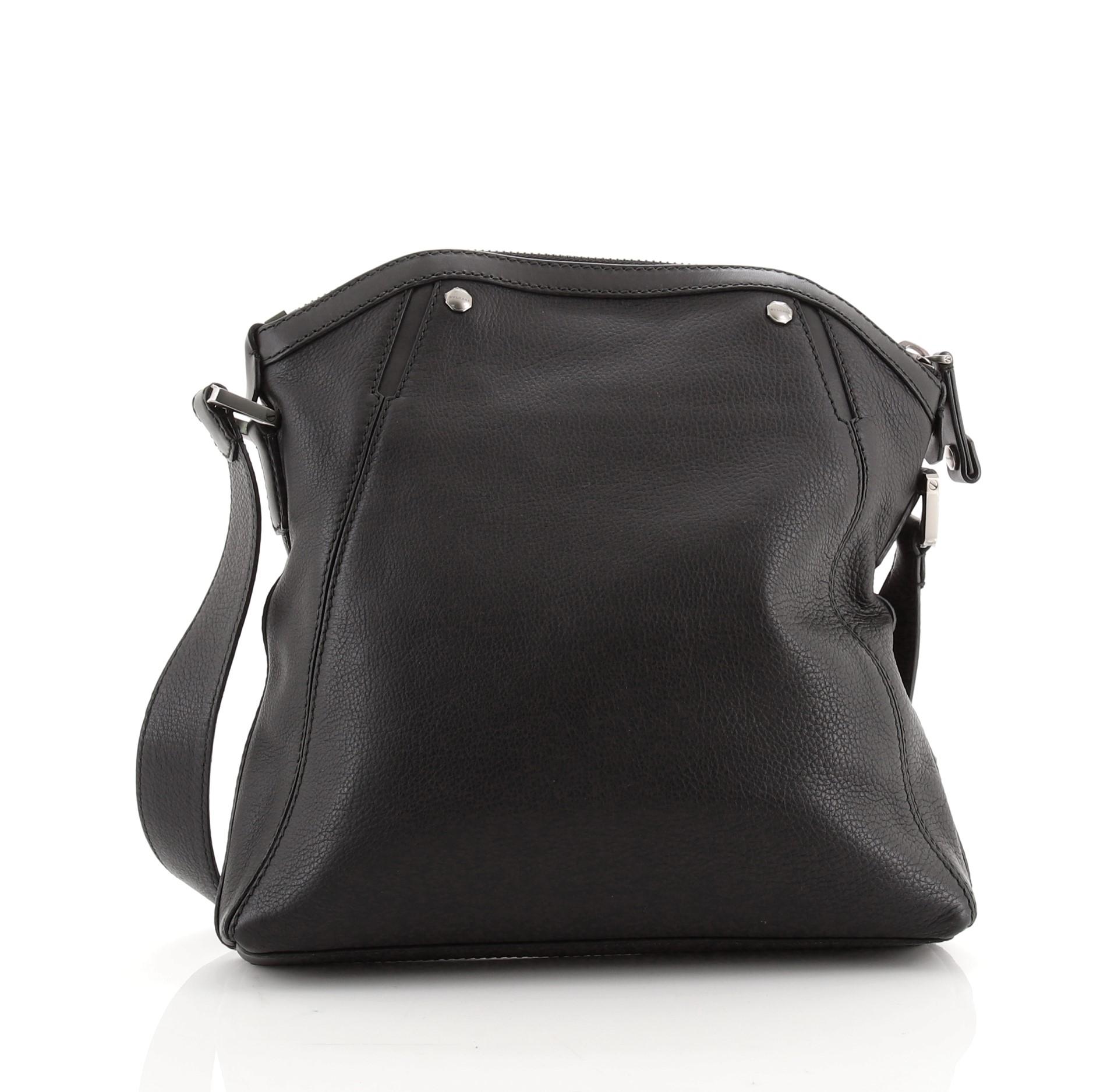 Black Bvlgari Octo Messenger Bag Leather