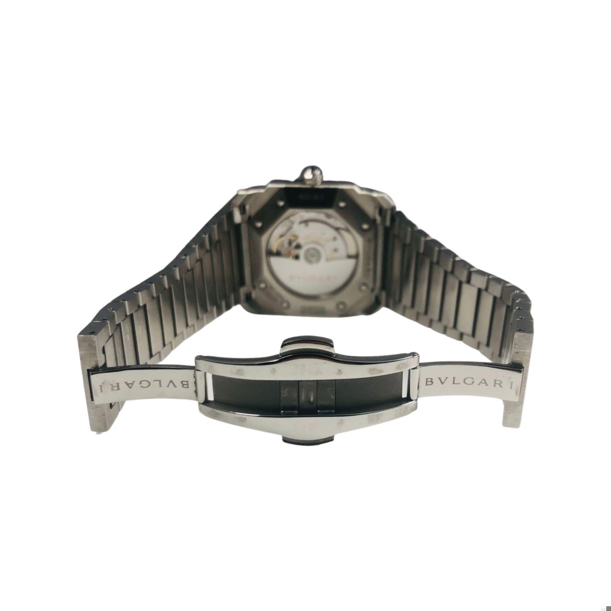 Women's or Men's Bvlgari Octo Ref. BGO38S Blue Dial Stainless Steel 40 mm Watch For Sale