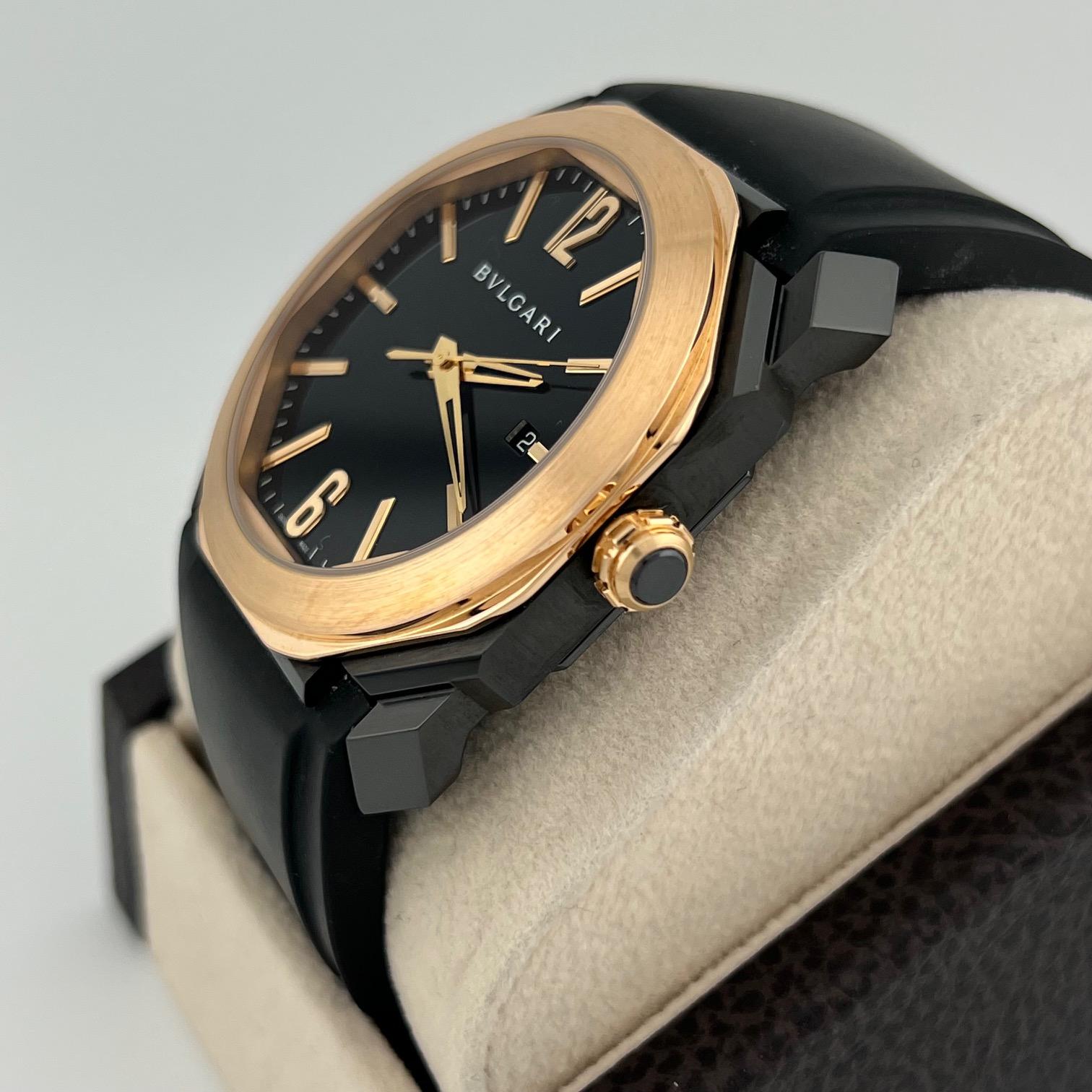 BVLGARI Octo Ultra Nero BGOP41SG 41mm Oro Rosa 18k Acciaio DLC Nero In condizioni ottime in vendita a San Diego, CA