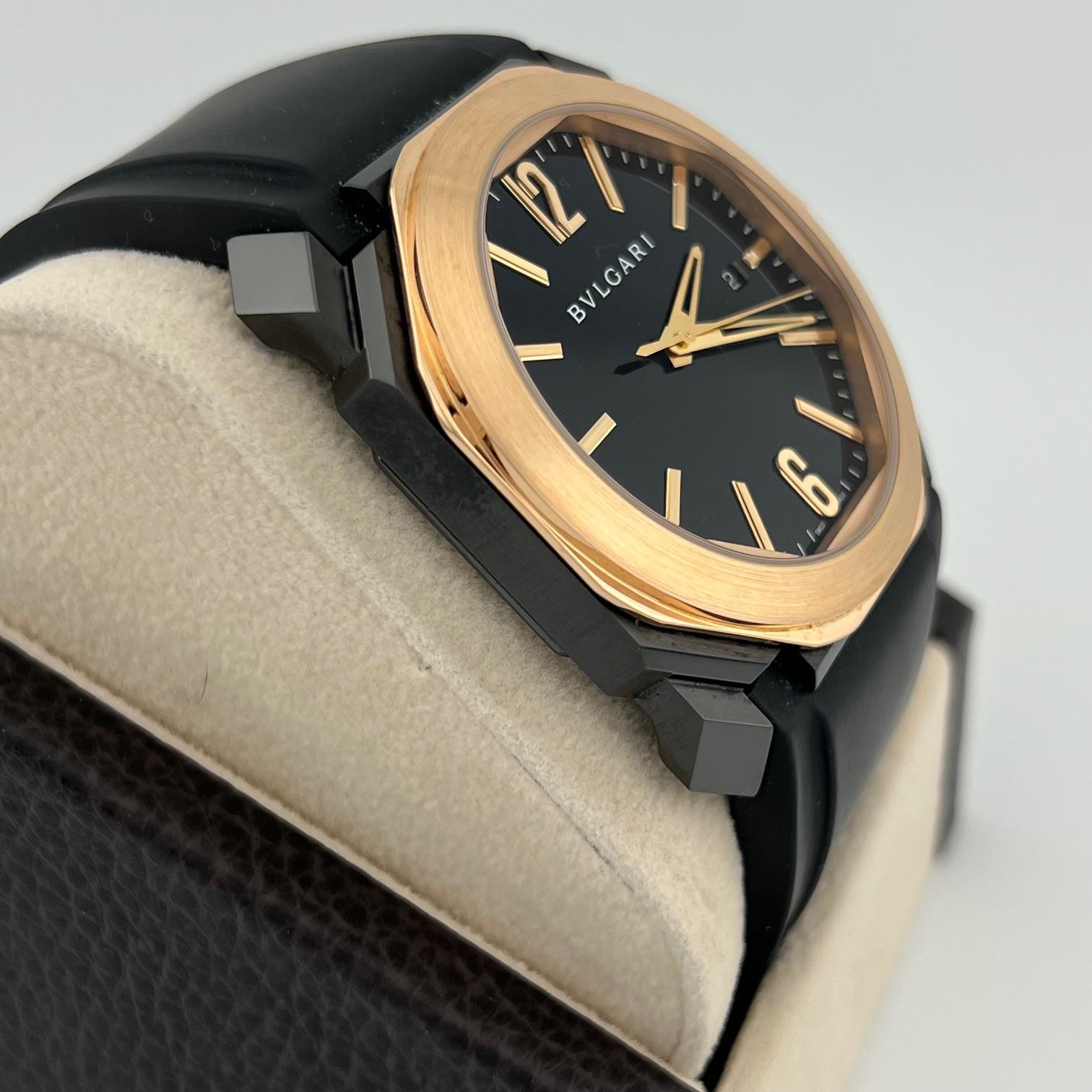 Uomo BVLGARI Octo Ultra Nero BGOP41SG 41mm Oro Rosa 18k Acciaio DLC Nero in vendita