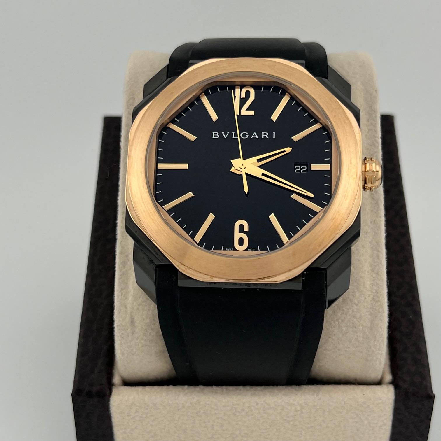 BVLGARI Octo Ultra Nero BGOP41SG 41mm Oro Rosa 18k Acciaio DLC Nero in vendita 5