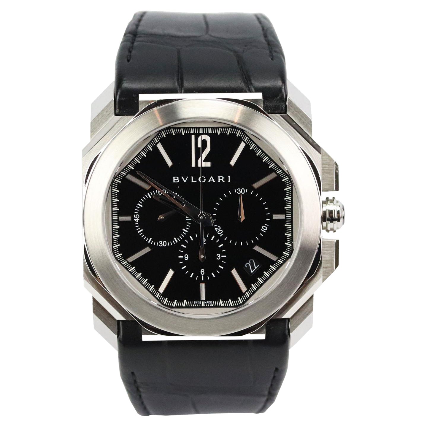 Bvlgari Octo Verlcissimo 42MM Stainless Steel And Alligator Watch For Sale