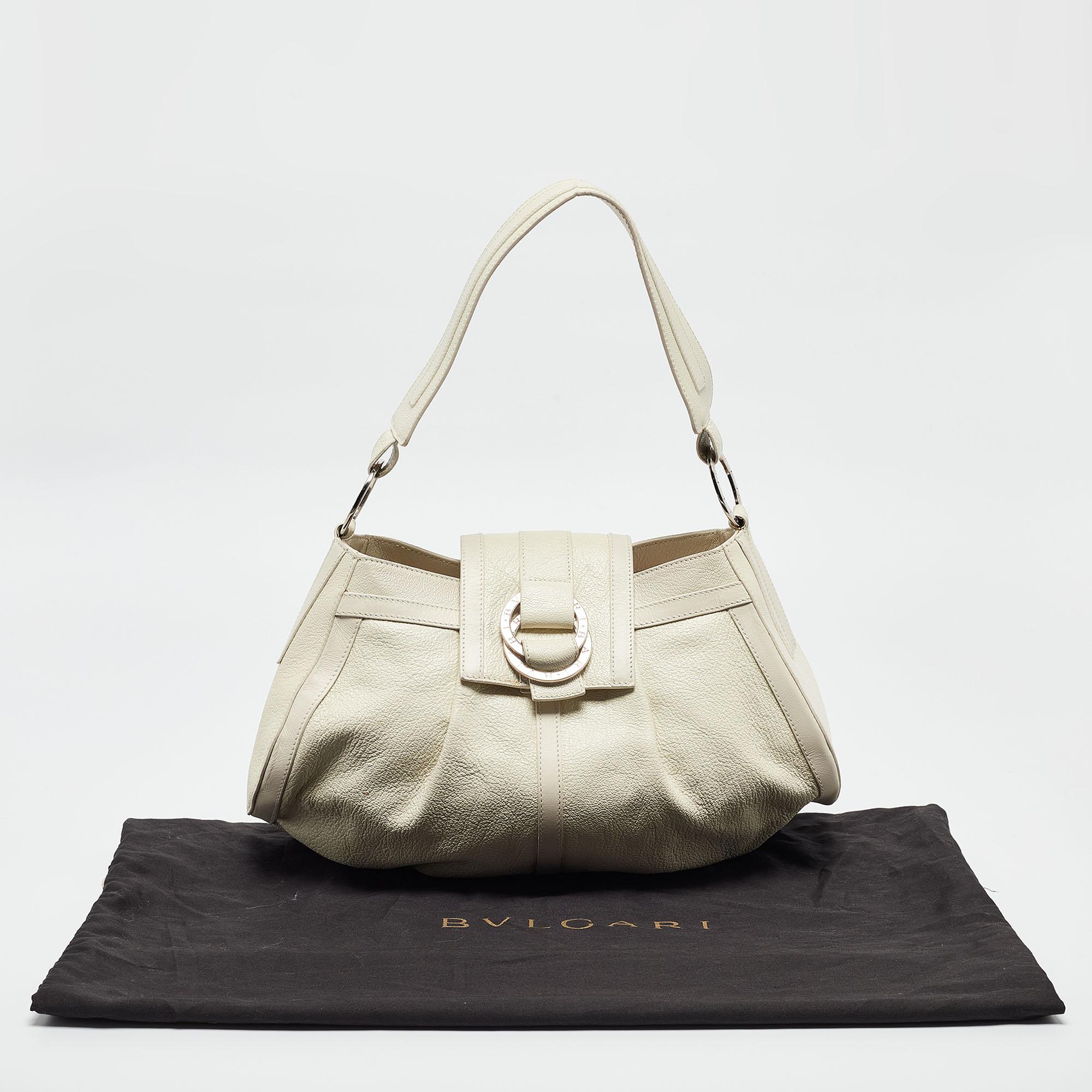 Bvlgari Off White Leather Chandra Shoulder Bag 6