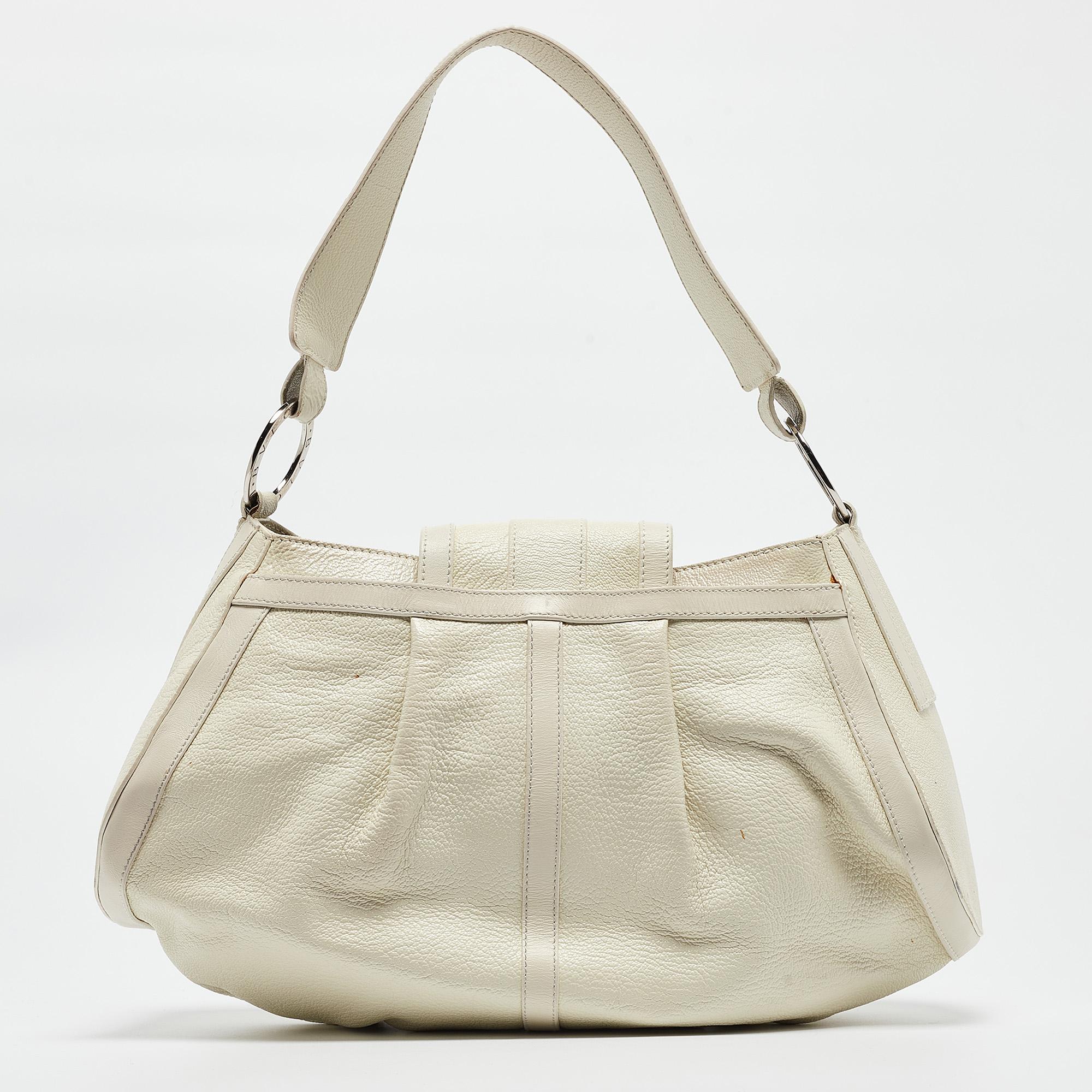 Women's Bvlgari Off White Leather Chandra Shoulder Bag