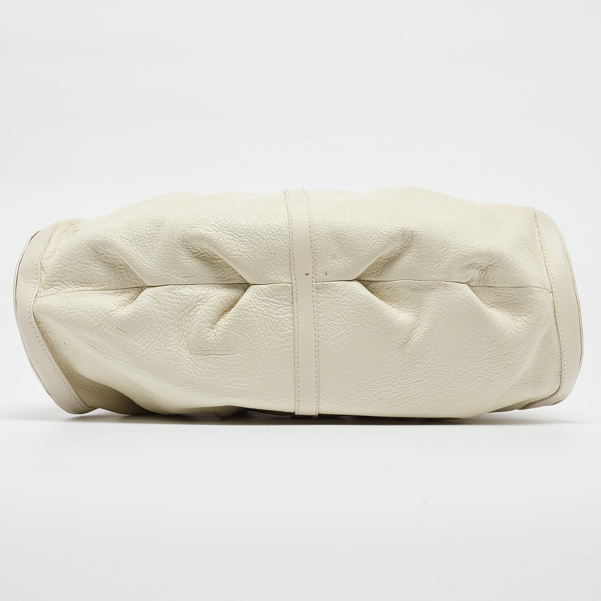 Bvlgari Off White Leather Chandra Shoulder Bag 3