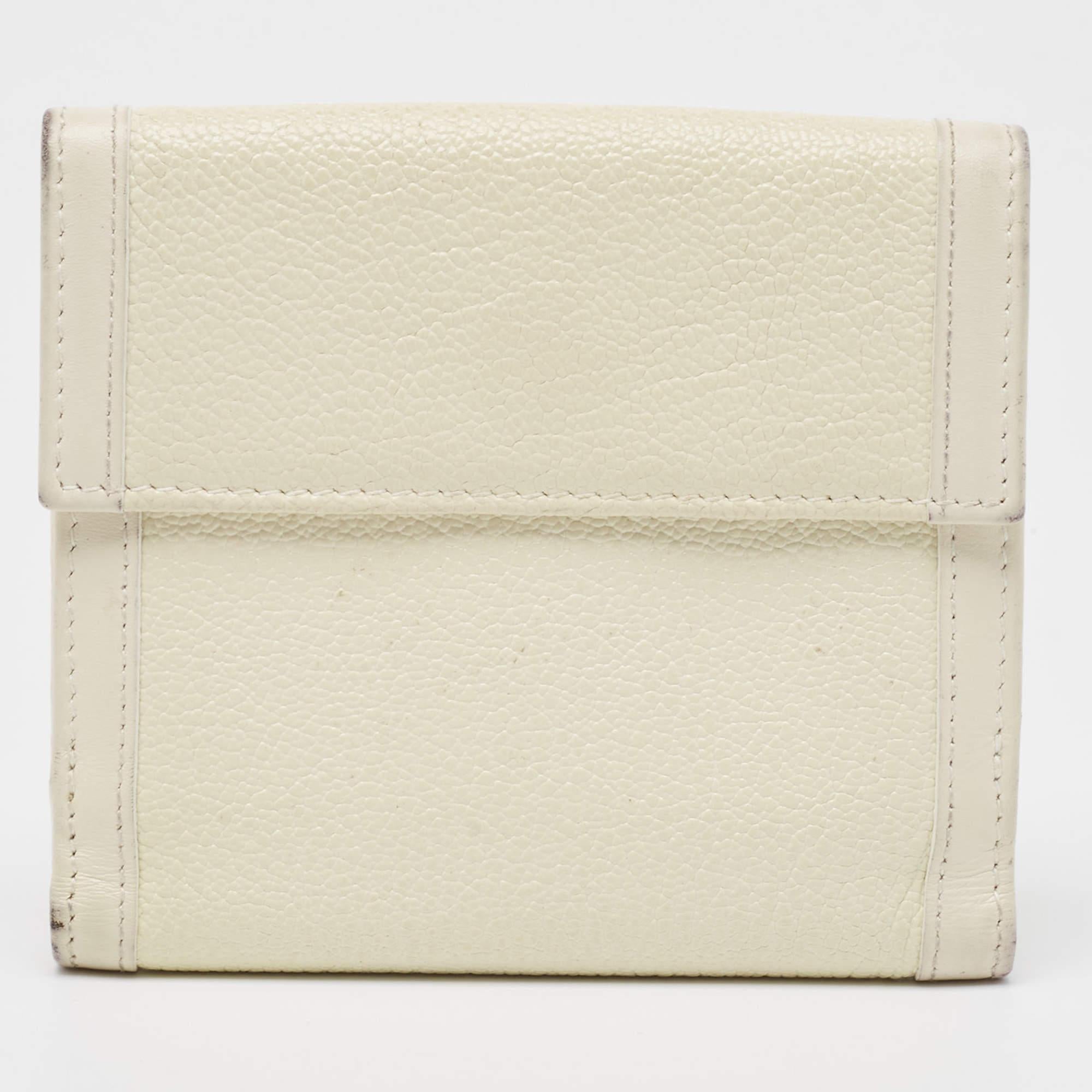 Bvlgari Off White Leather Icon Bit French Wallet For Sale 1