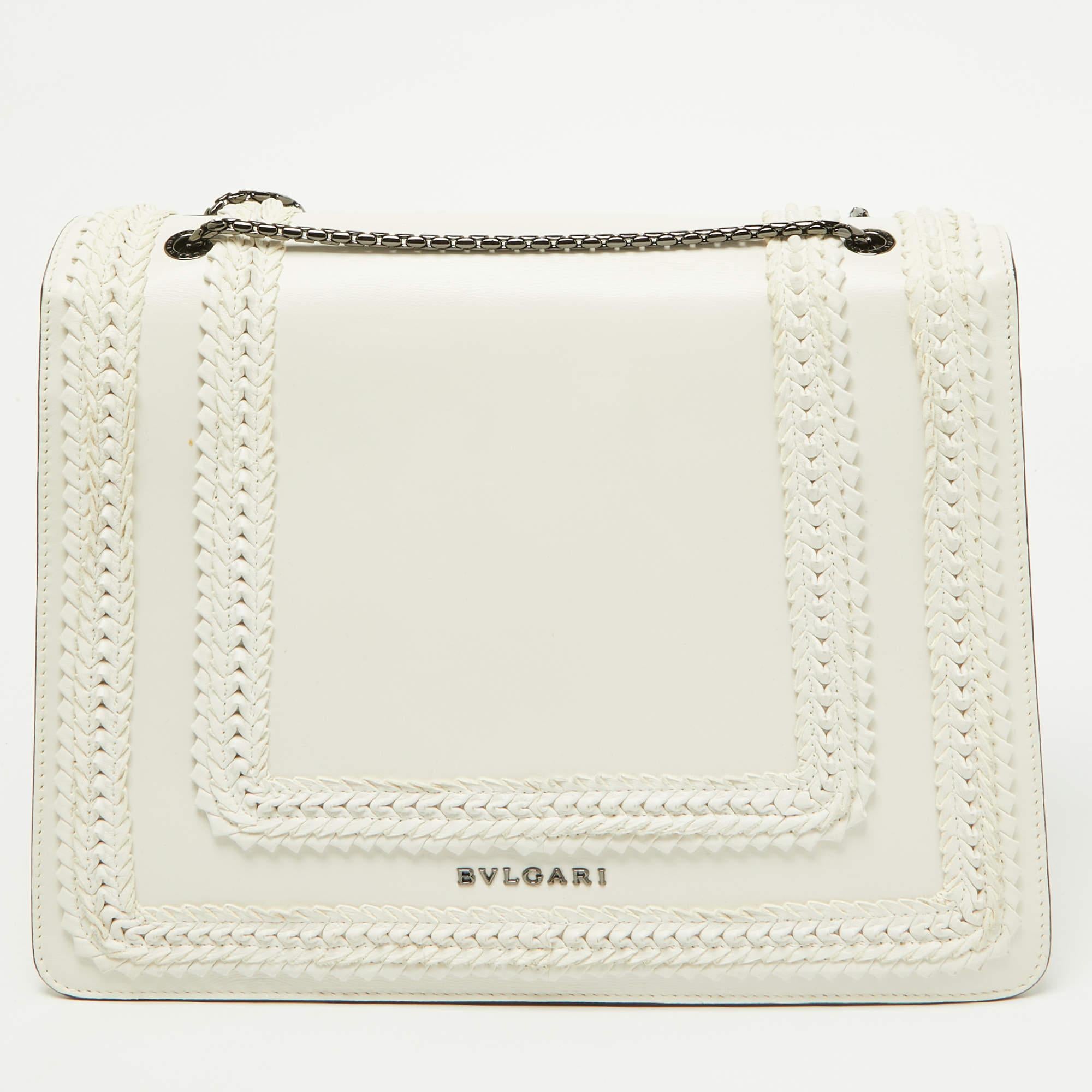 Bvlgari Off White Leather Large Serpenti Forever Shoulder Bag 6