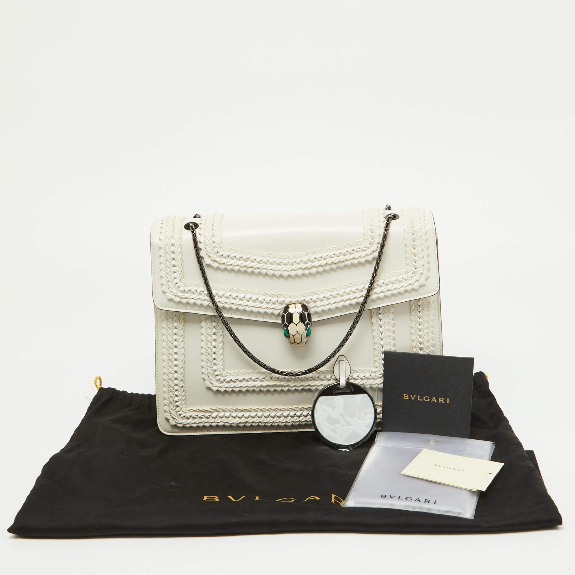 Bvlgari Off White Leather Large Serpenti Forever Shoulder Bag 9