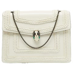 Bvlgari Off White Leather Large Serpenti Forever Shoulder Bag