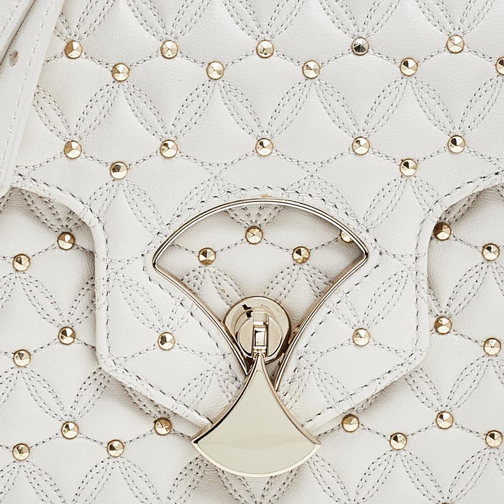 Bvlgari Off-White Leather Quilted Divas' Dream Shoulder Bag In Good Condition In Dubai, Al Qouz 2