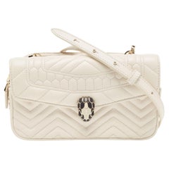 Used Bvlgari Off White Quilted Leather Serpenti Forever Convertible Belt Bag