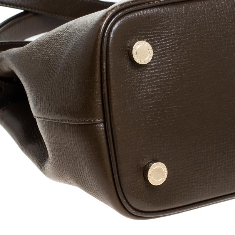 Bvlgari Olive Green Leather Isabella Rossellini Top Handle Bag 6