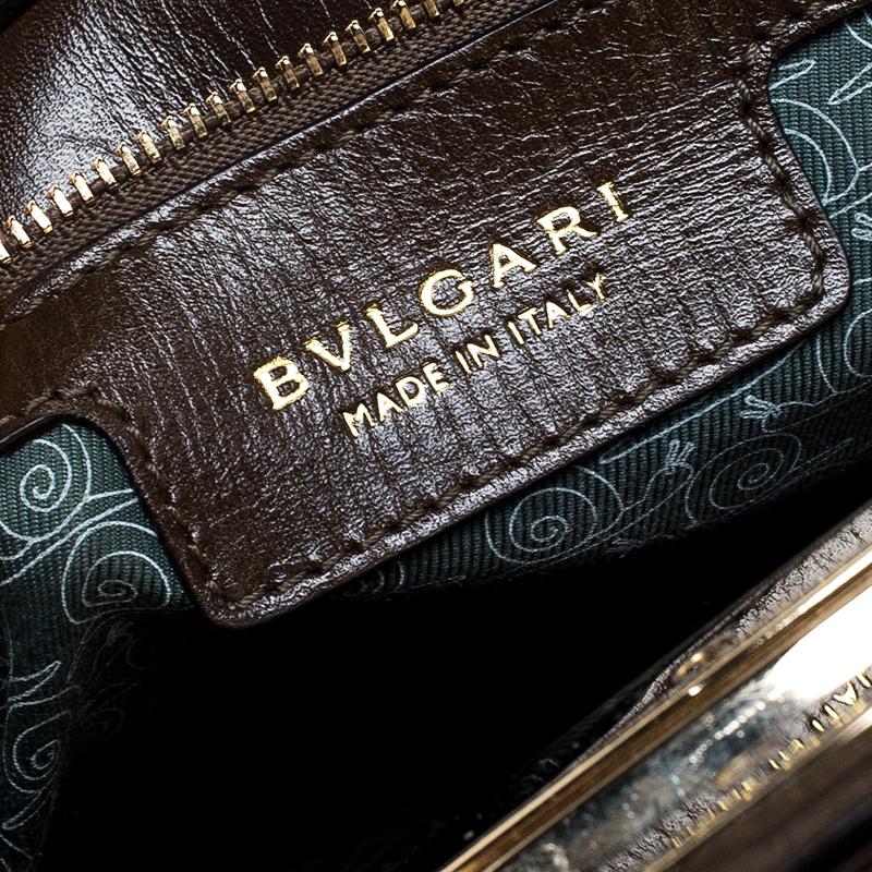 Bvlgari Olive Green Leather Isabella Rossellini Top Handle Bag 3