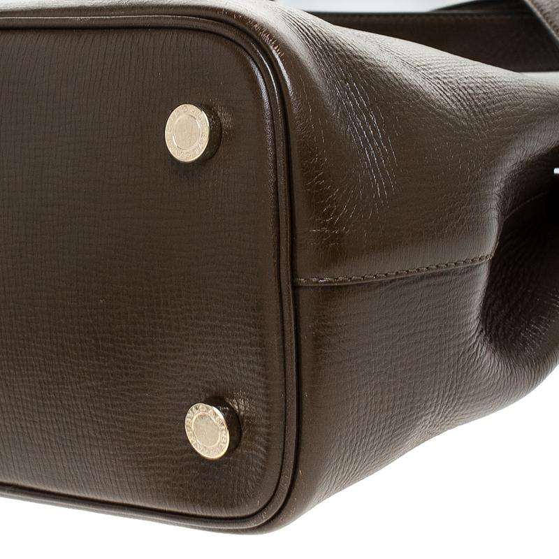 Bvlgari Olive Green Leather Isabella Rossellini Top Handle Bag 4