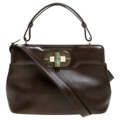 Bvlgari Isabella Rossellini Olivgrüne Ledertasche mit Henkel