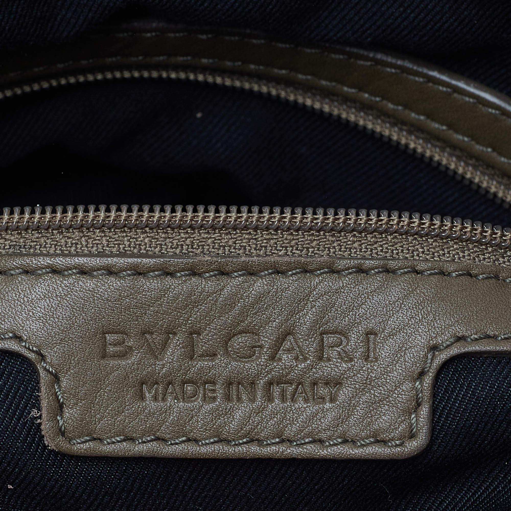 Bvlgari Olive Green Leather Plisse Twist Shoulder Bag For Sale 1