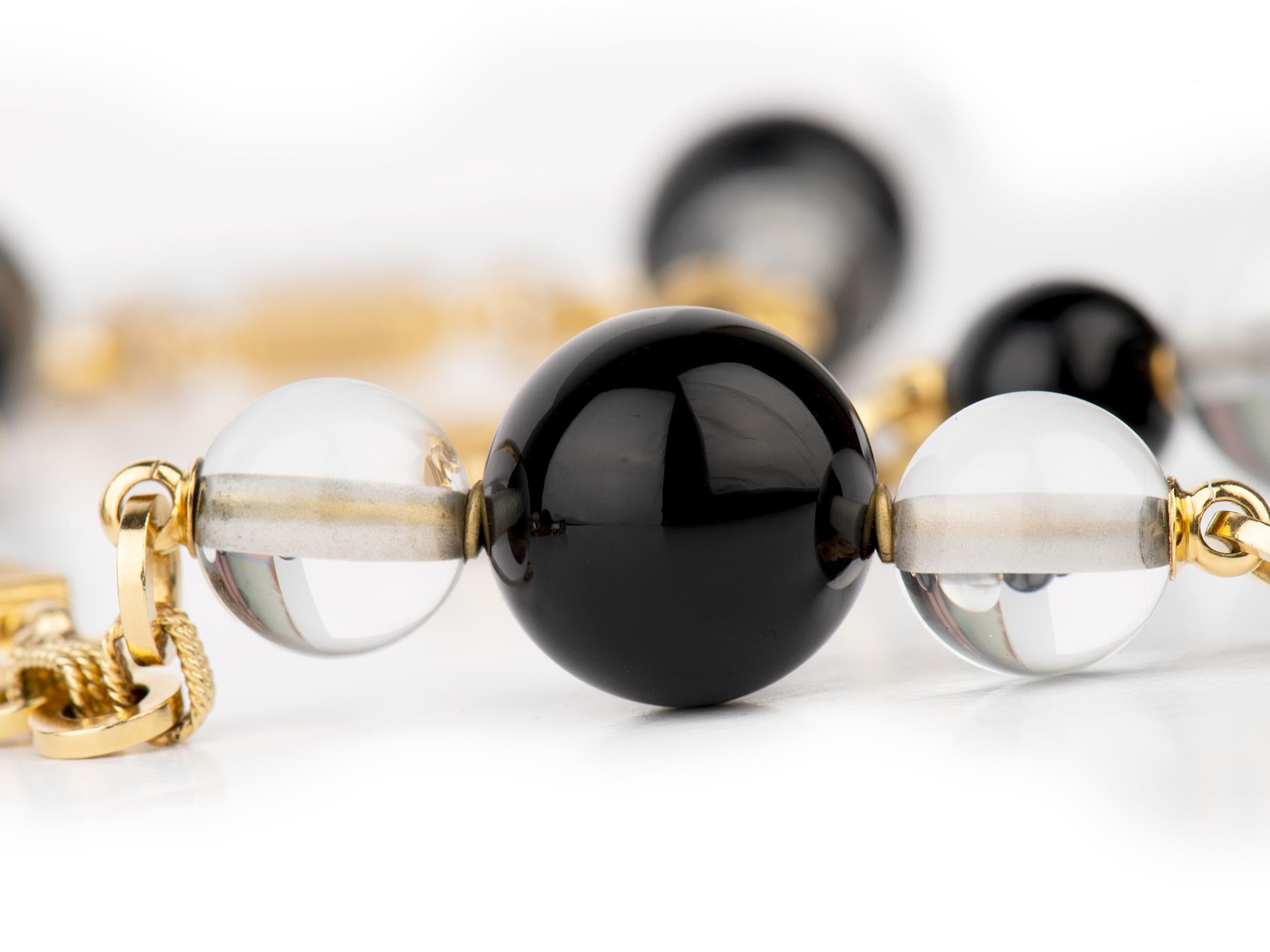 Bead Bvlgari Onyx and Crystal Long Necklace For Sale