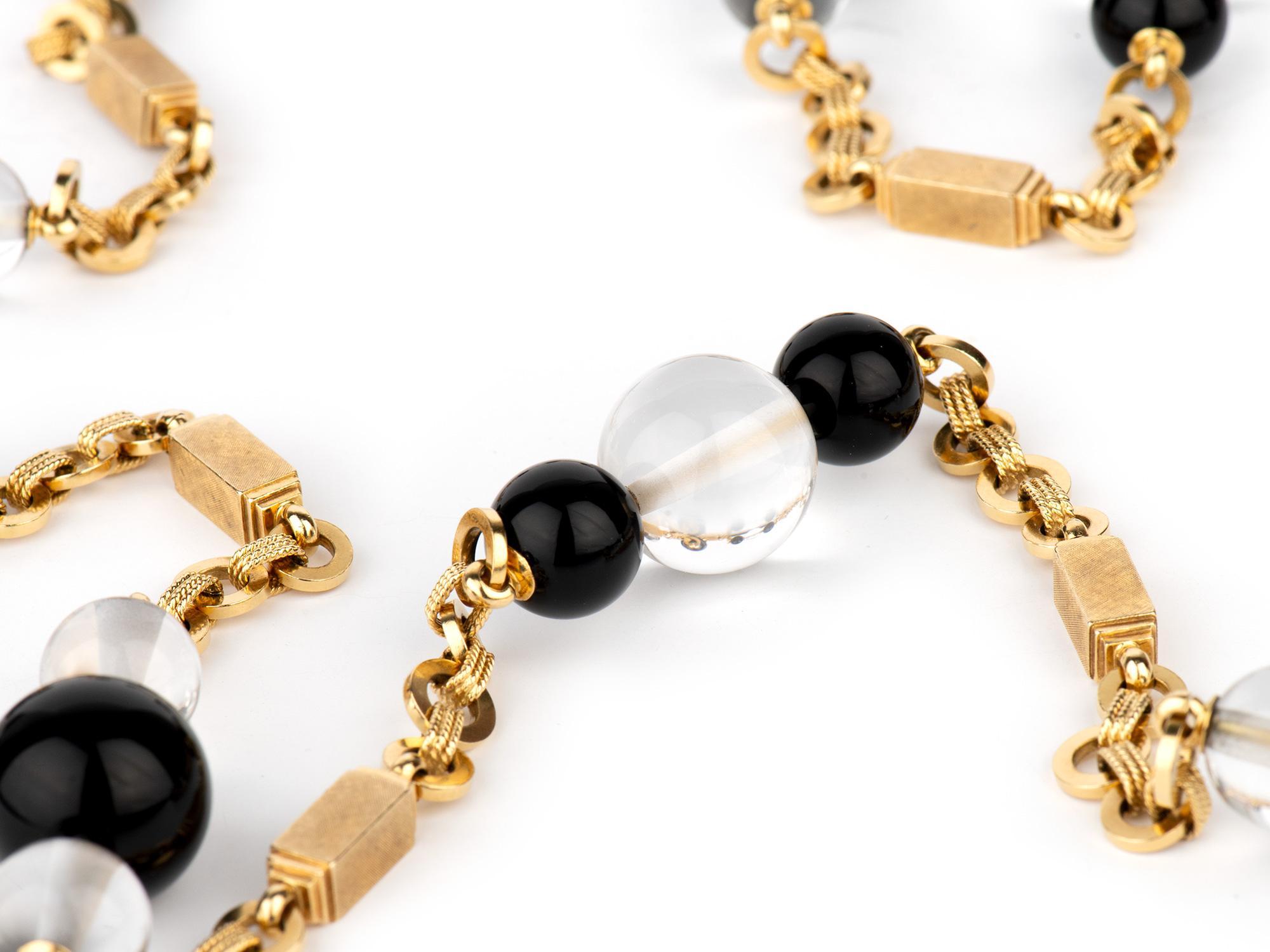 Bvlgari Onyx and Crystal Long Necklace In Good Condition For Sale In San Antonio, TX