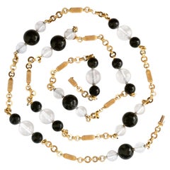 Vintage Bvlgari Onyx and Crystal Long Necklace