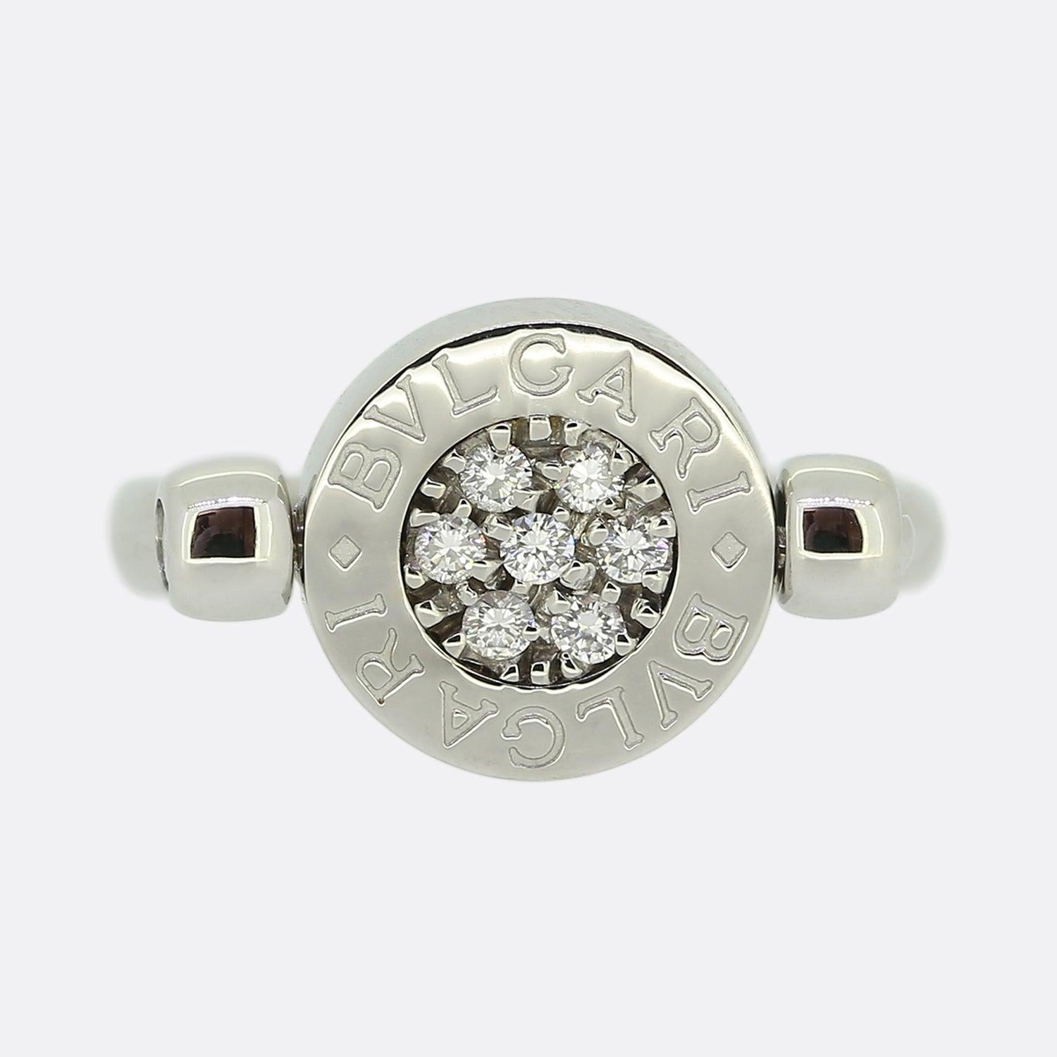 Brilliant Cut Bvlgari Onyx and Diamond Ring For Sale