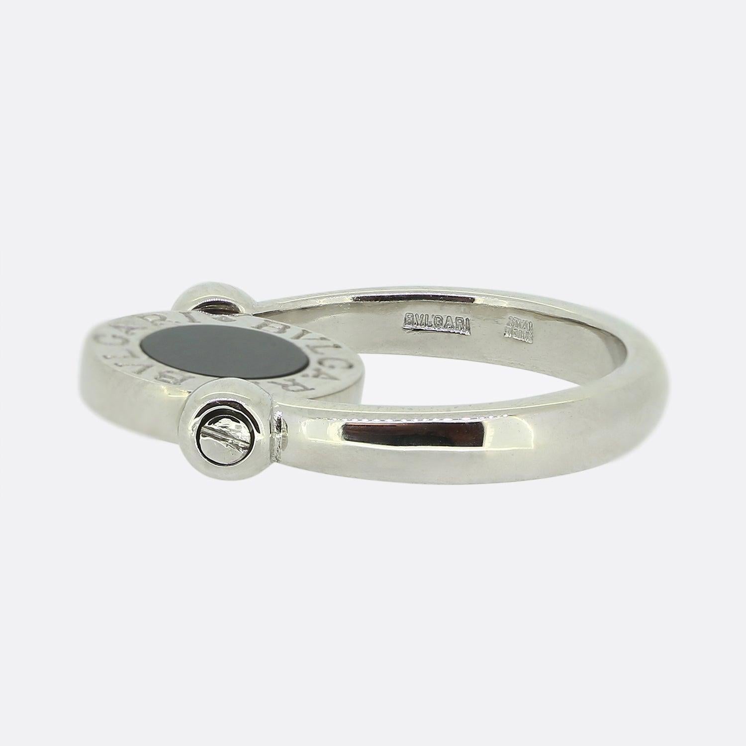 Women's Bvlgari Onyx and Diamond Ring For Sale