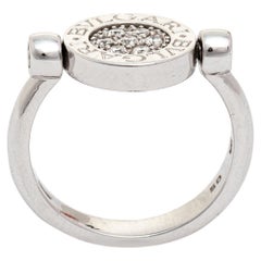 Bvlgari Onyx Diamond 18K White Gold Flip Ring 50
