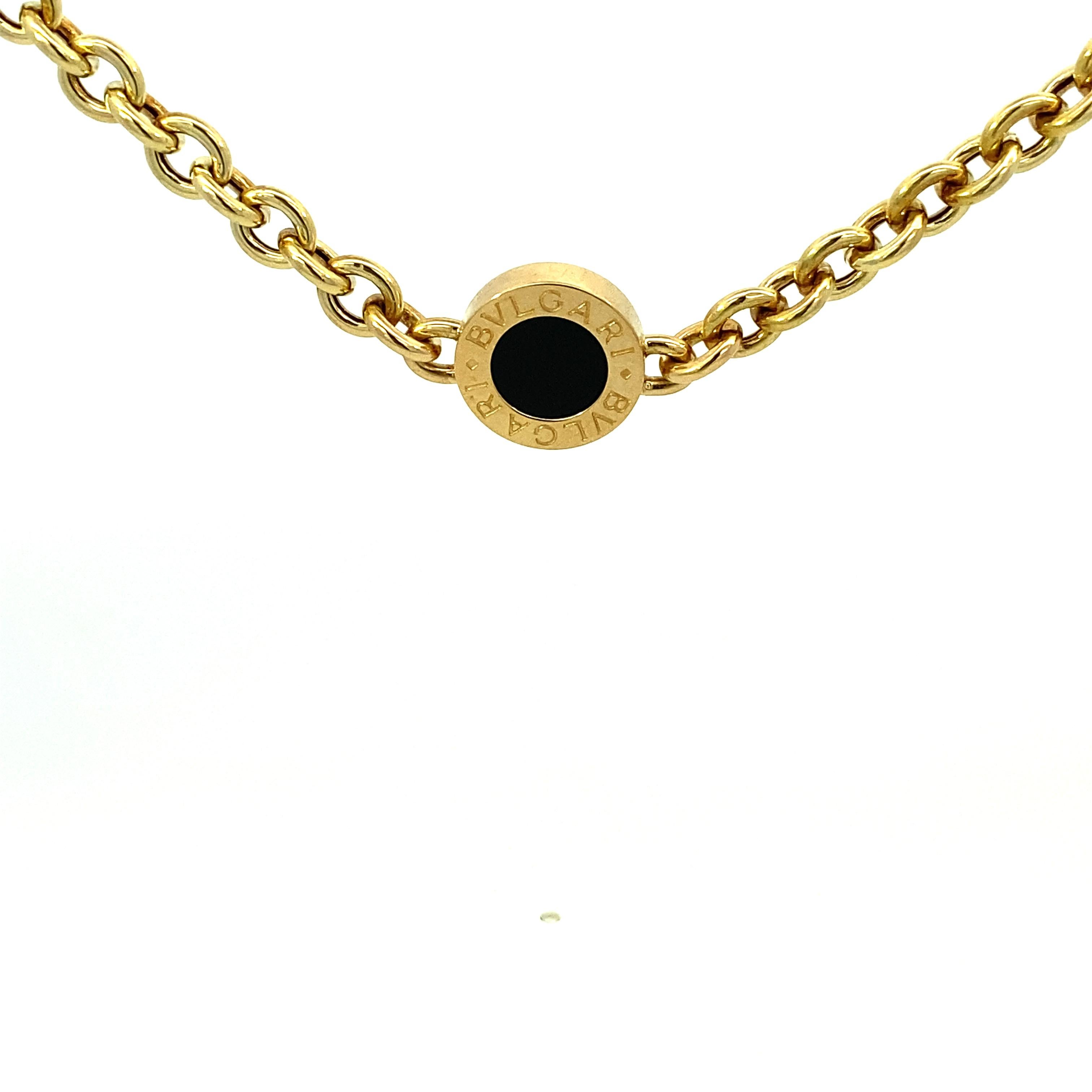 Round Cut Bvlgari Onyx Gold Link Necklace For Sale