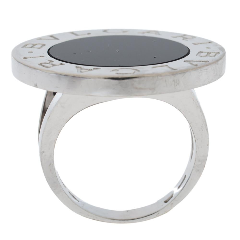This ring by Bvlgari is so pretty that it won't just look good, but you'll also love having it on your finger. The exquisite creation is crafted from 18k white gold, and it comes with a label-engraved center that has onyx inlay.

Includes:Original