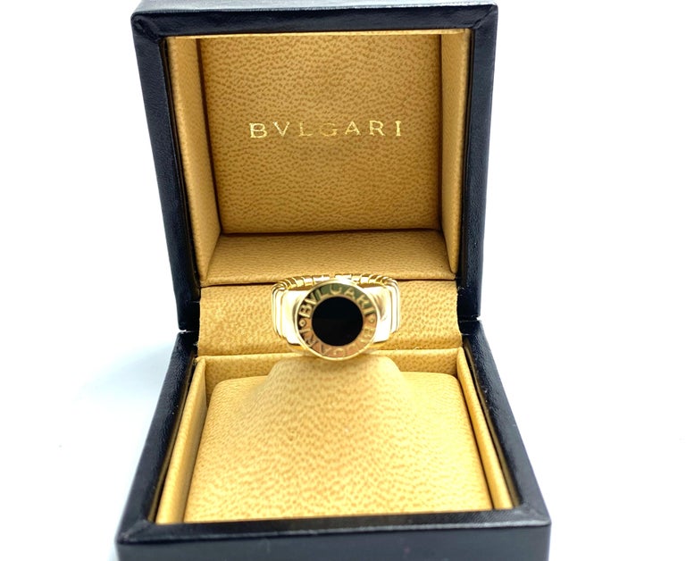 Bvlgari Onyx "Tubogas" Link Ring For Sale at 1stDibs
