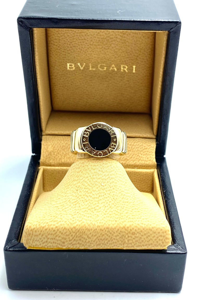 Bvlgari Onyx "Tubogas" Link Ring For Sale at 1stDibs