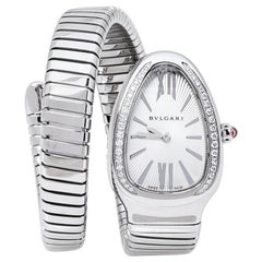 Bvlgari Opaline Stainless Steel Diamond Serpenti 101910 Women's Wristwatch 35 mm